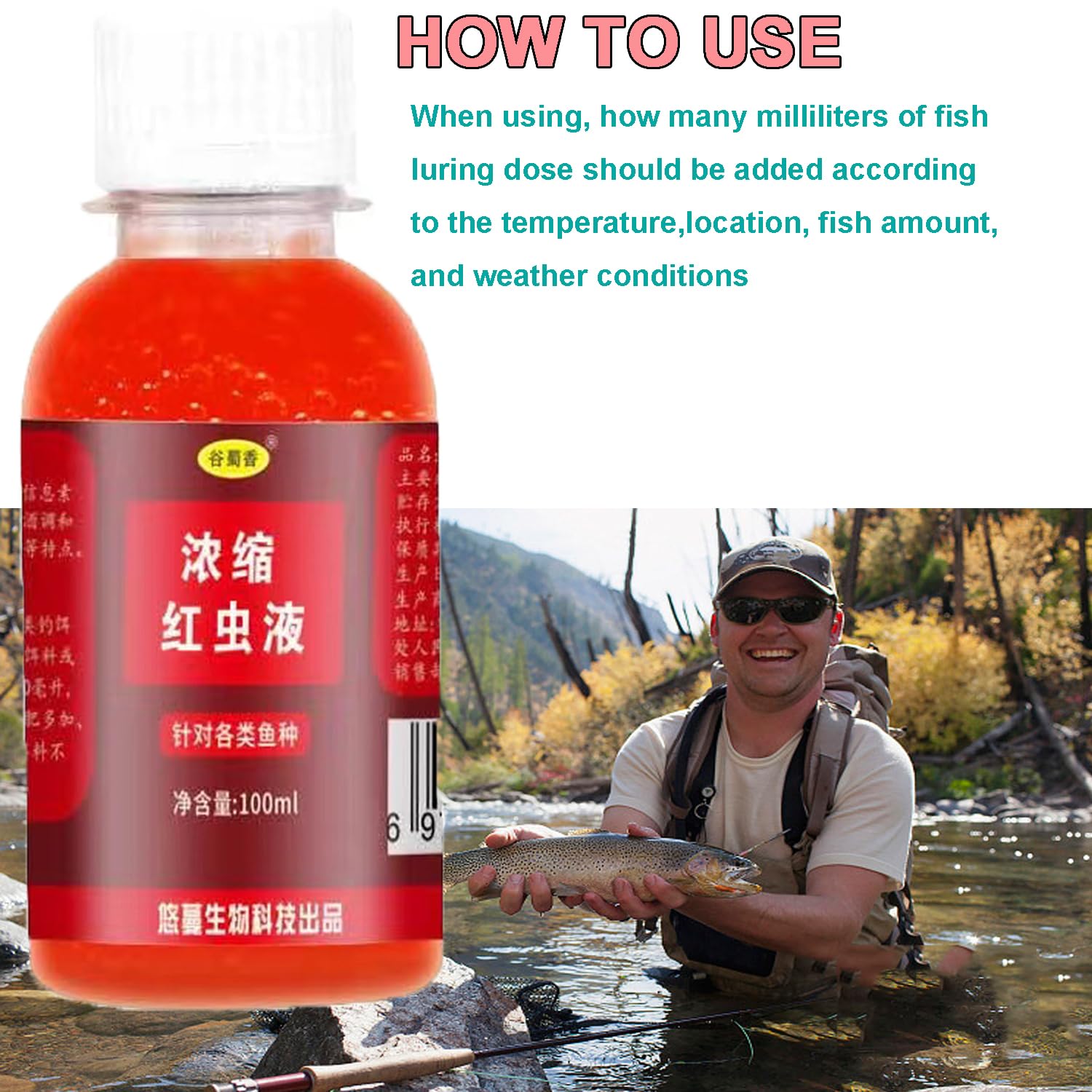 Freshwater fishing setup with attractant for trout and carp