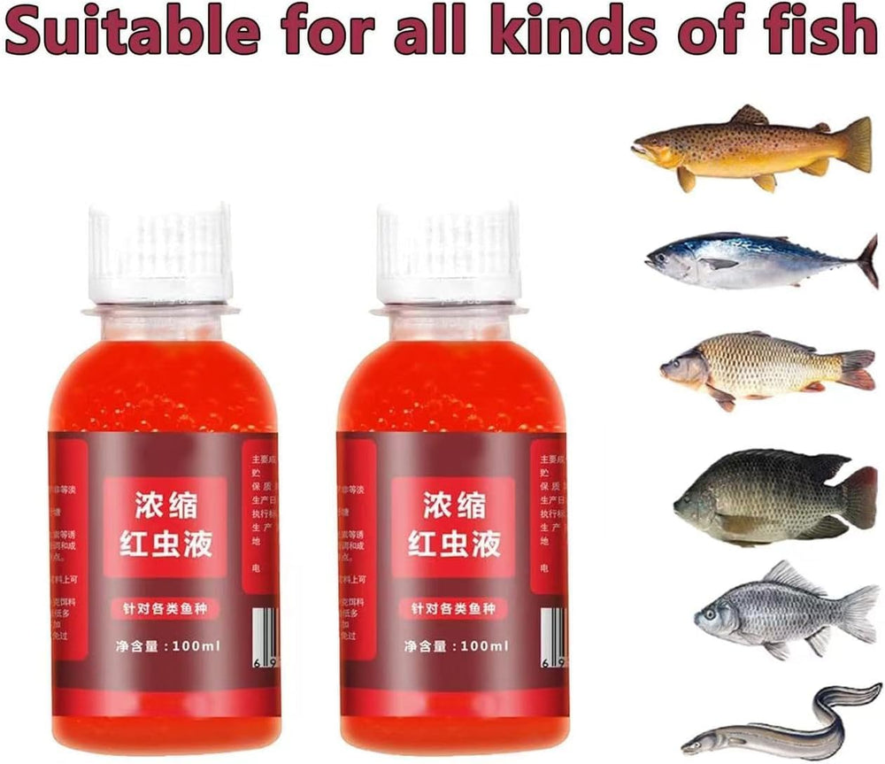 All-season fishing with red liquid bait for bass and cod