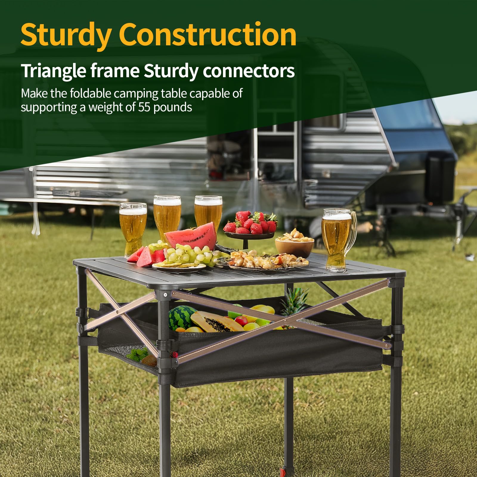 Nice C Aluminum Square Table carry bag enables effortless packing for trips.