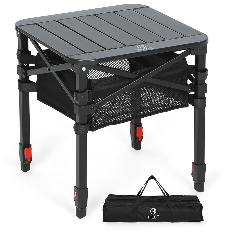 Nice C Aluminum Square Table folded design for effortless transport and storage.