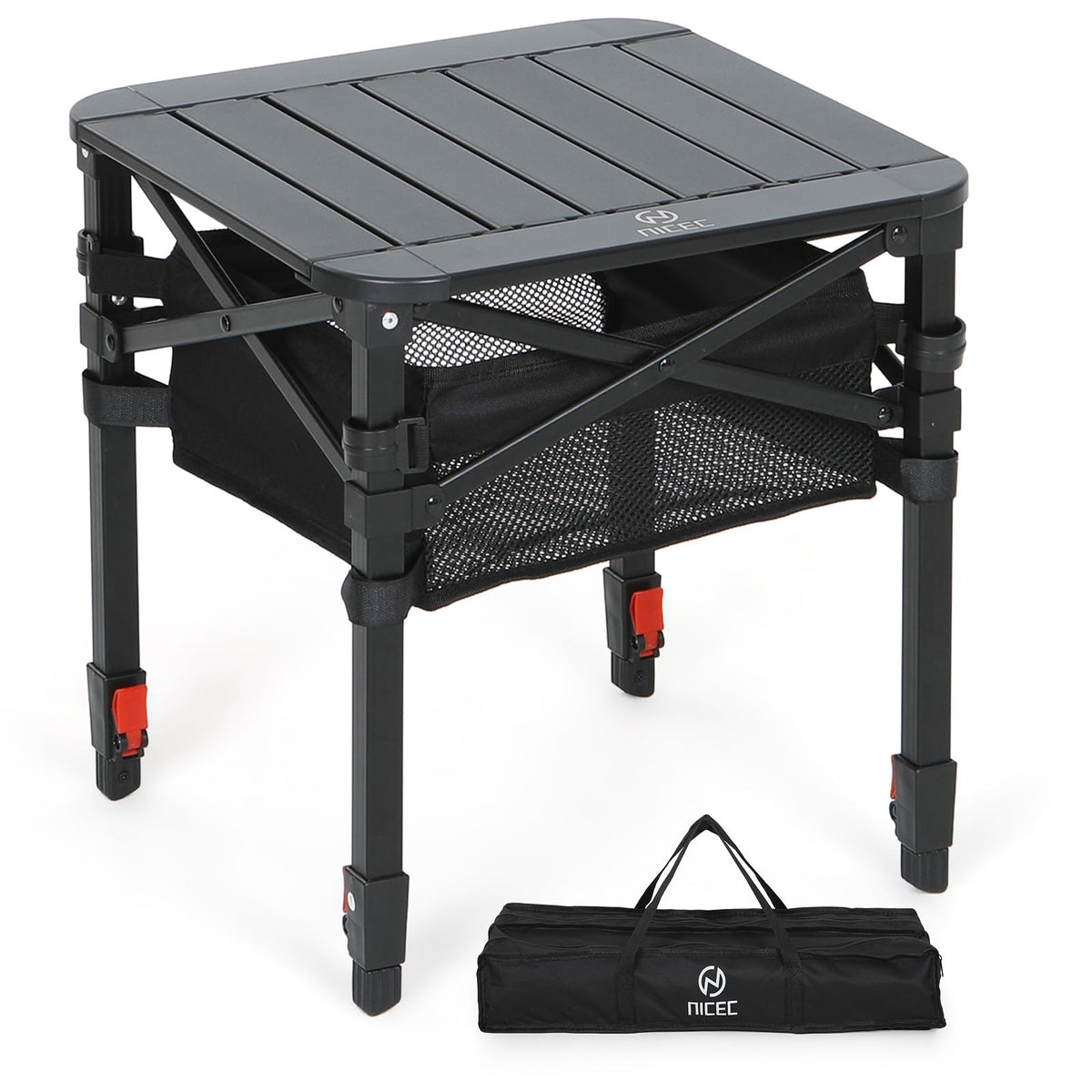 Nice C Aluminum Square Table folded design for effortless transport and storage.