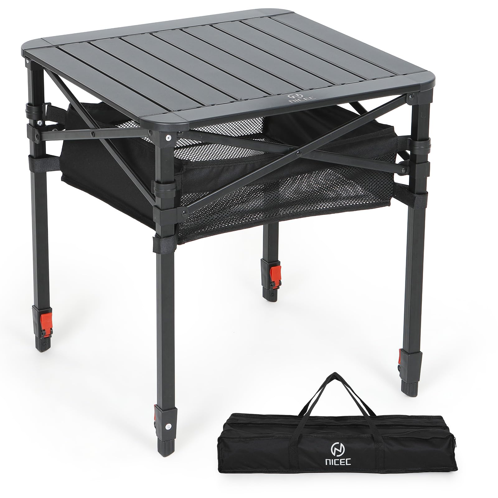 Nice C aluminum square table top view showing a compact, spacious outdoor surface.