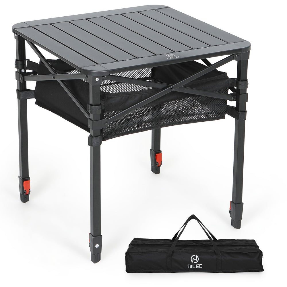 Nice C aluminum square table top view showing a compact, spacious outdoor surface.