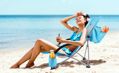 Nice C beach chair cooler-back shows convenient on-chair cooler storage.
