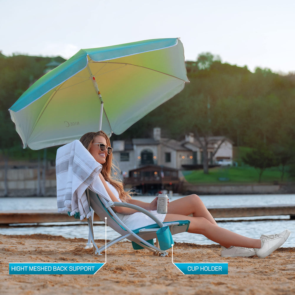Nice C highback design supports head and neck for relaxed lounging.