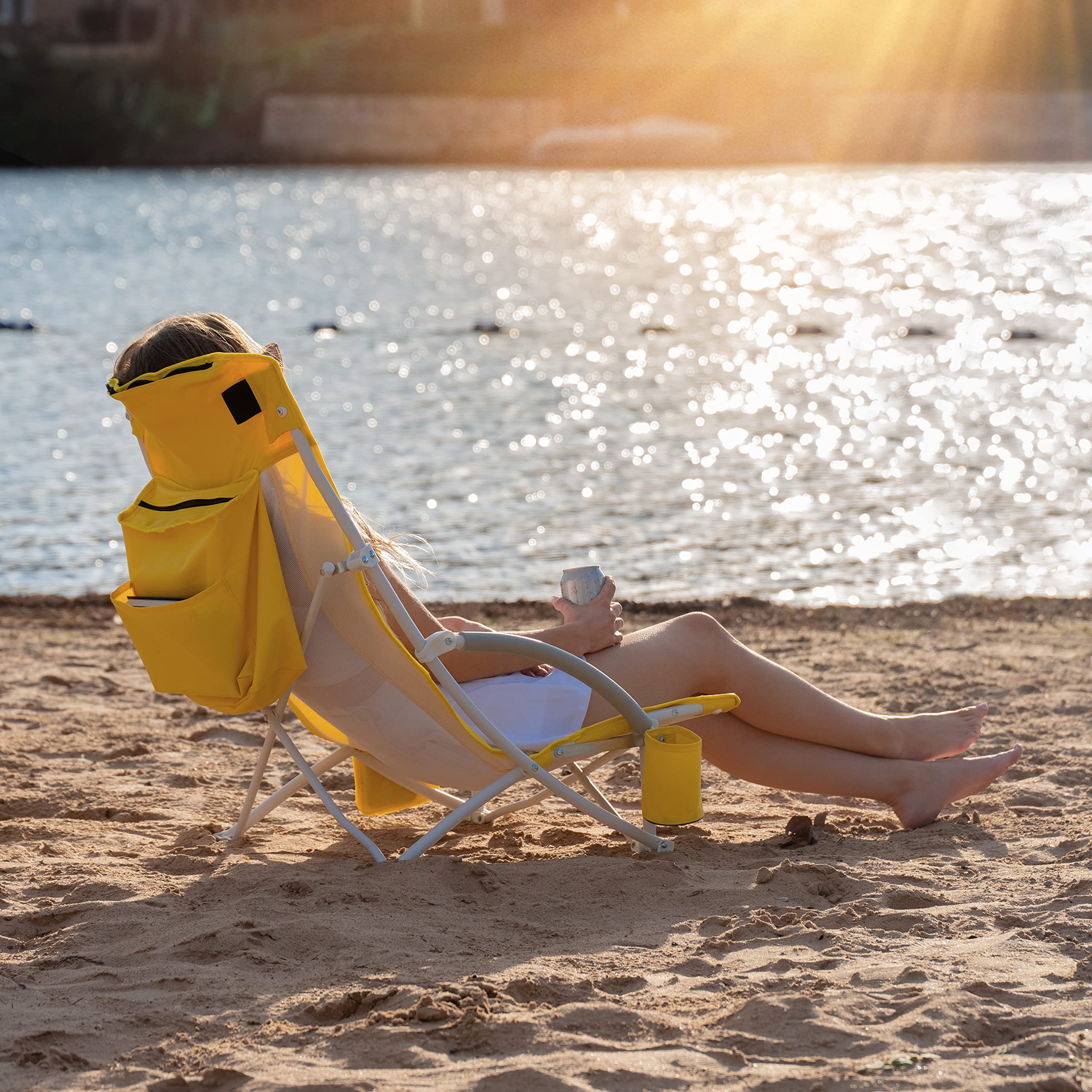 Nice C Beach Chair folded compact mode highlights easy transport and storage