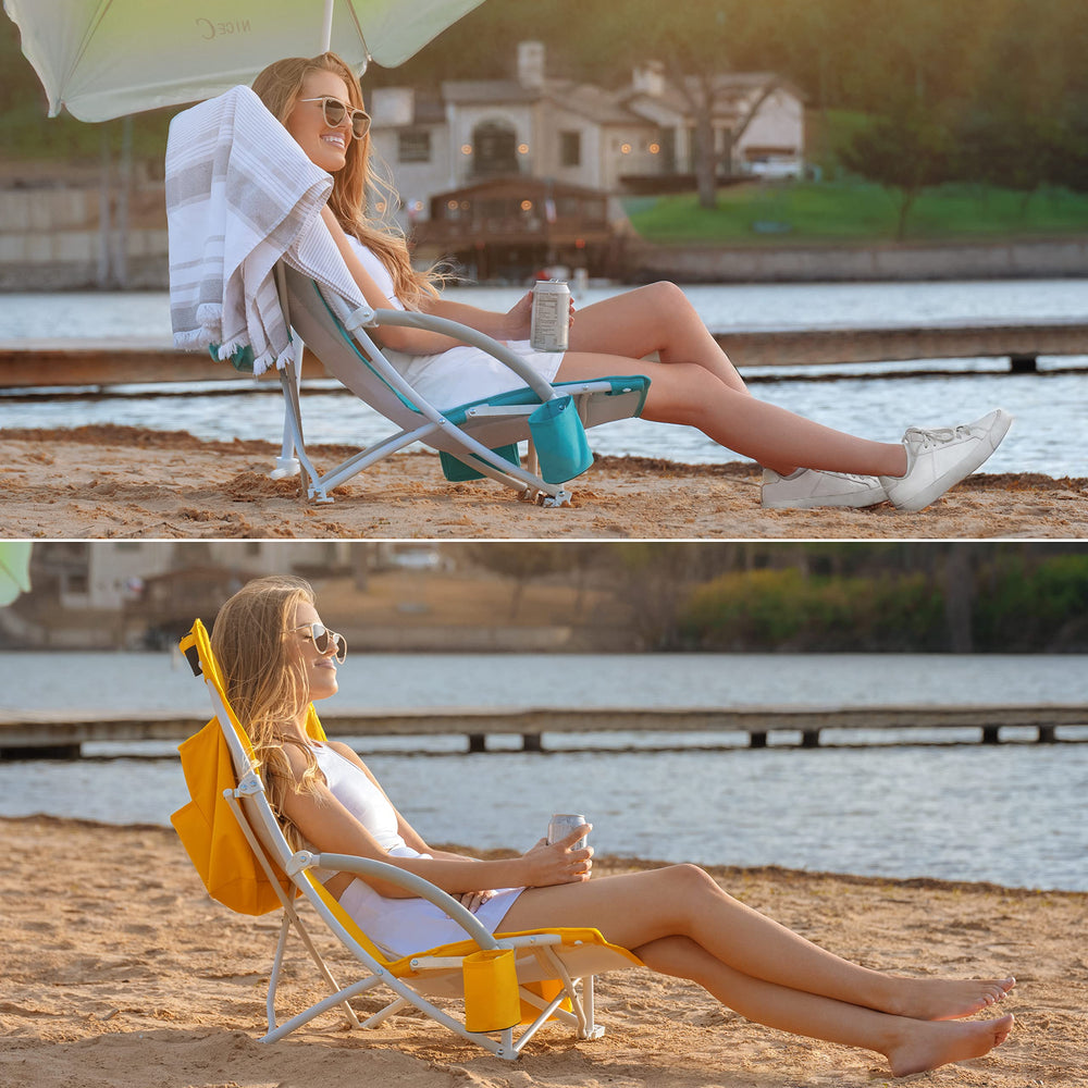 Nice C Beach Chair heavy duty frame supports up to 300 lbs for sturdy use