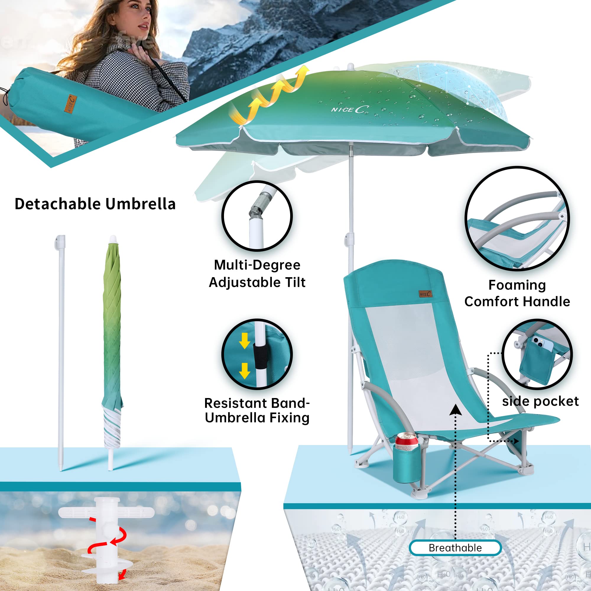 Nice C highback chair with tilt umbrella lets you follow the sun.