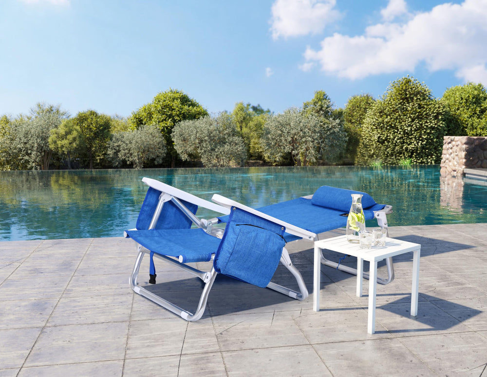 Nice C chair features a folding hanger for towels or accessories
