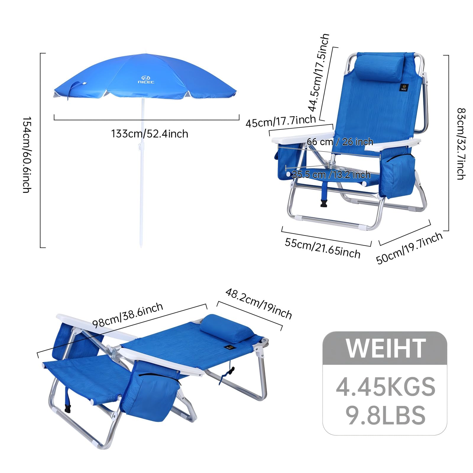 Nice C chair shows multiple reclining angles for personalized lounging