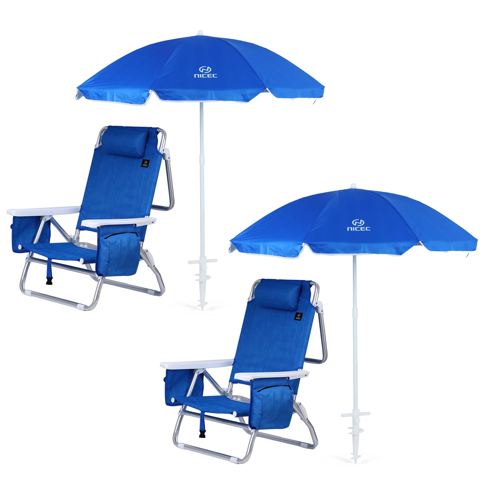 Nice C blue backpack beach chair with cooler ideal for beach days