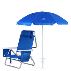 Nice C blue backpack beach chair with cooler offers portable refreshment for sunny beach days.