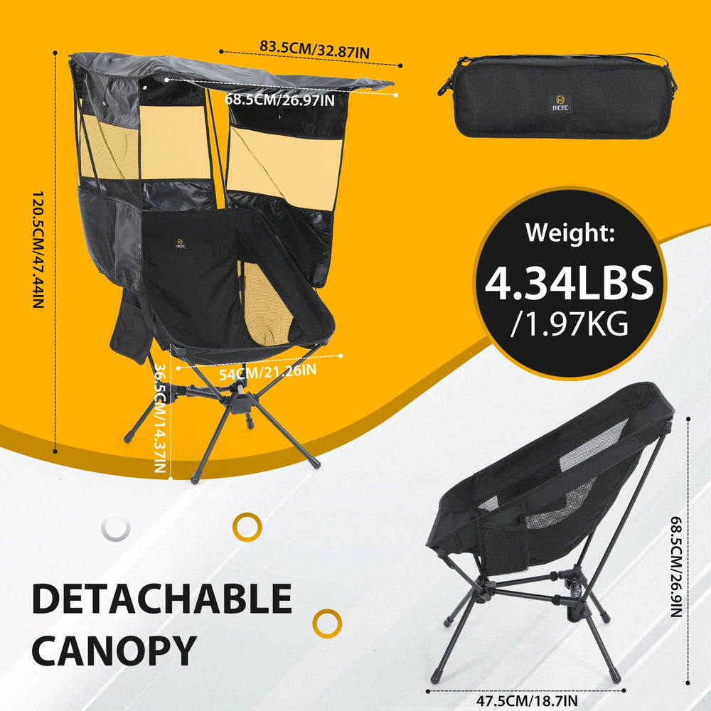Nice C camping chair folded in its bag demonstrates easy transport.