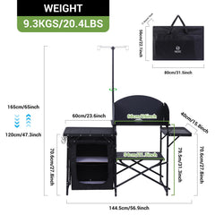 Nice C camping kitchen station folded-compact highlights portable, easy-to-transport design.