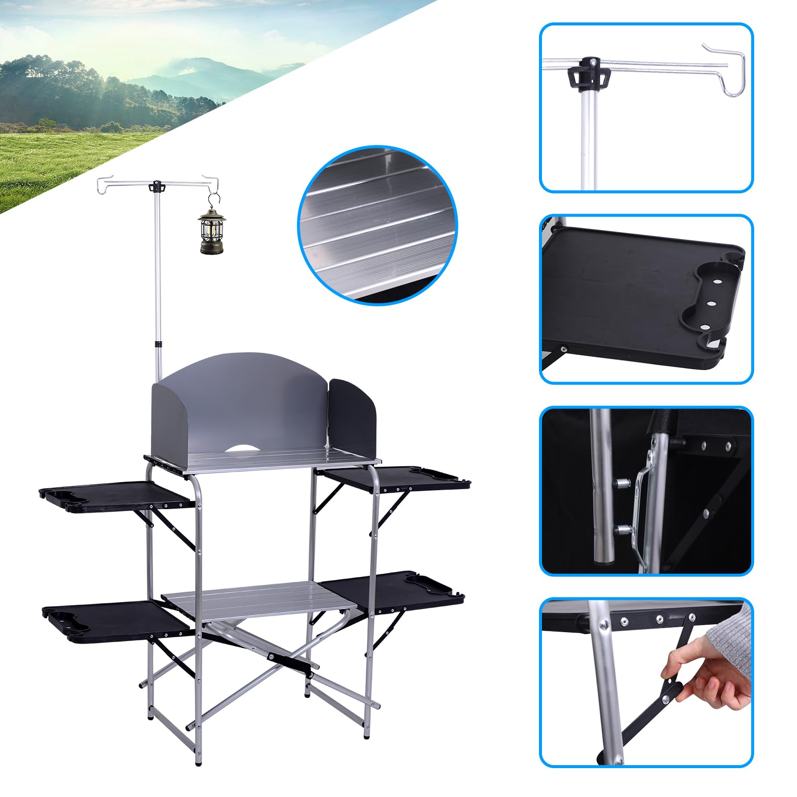 Nice C Camping Kitchen Station includes a built-in organizer for easy storage.