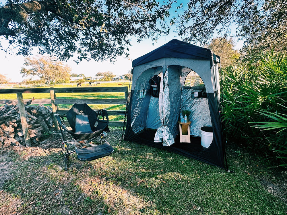 Nice C campsite-friendly tent doubles as backyard changing area