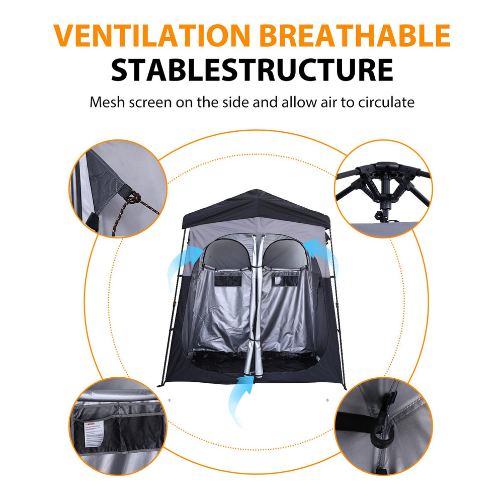 Nice C camping shower tent with wind ropes provides stable setup in wind