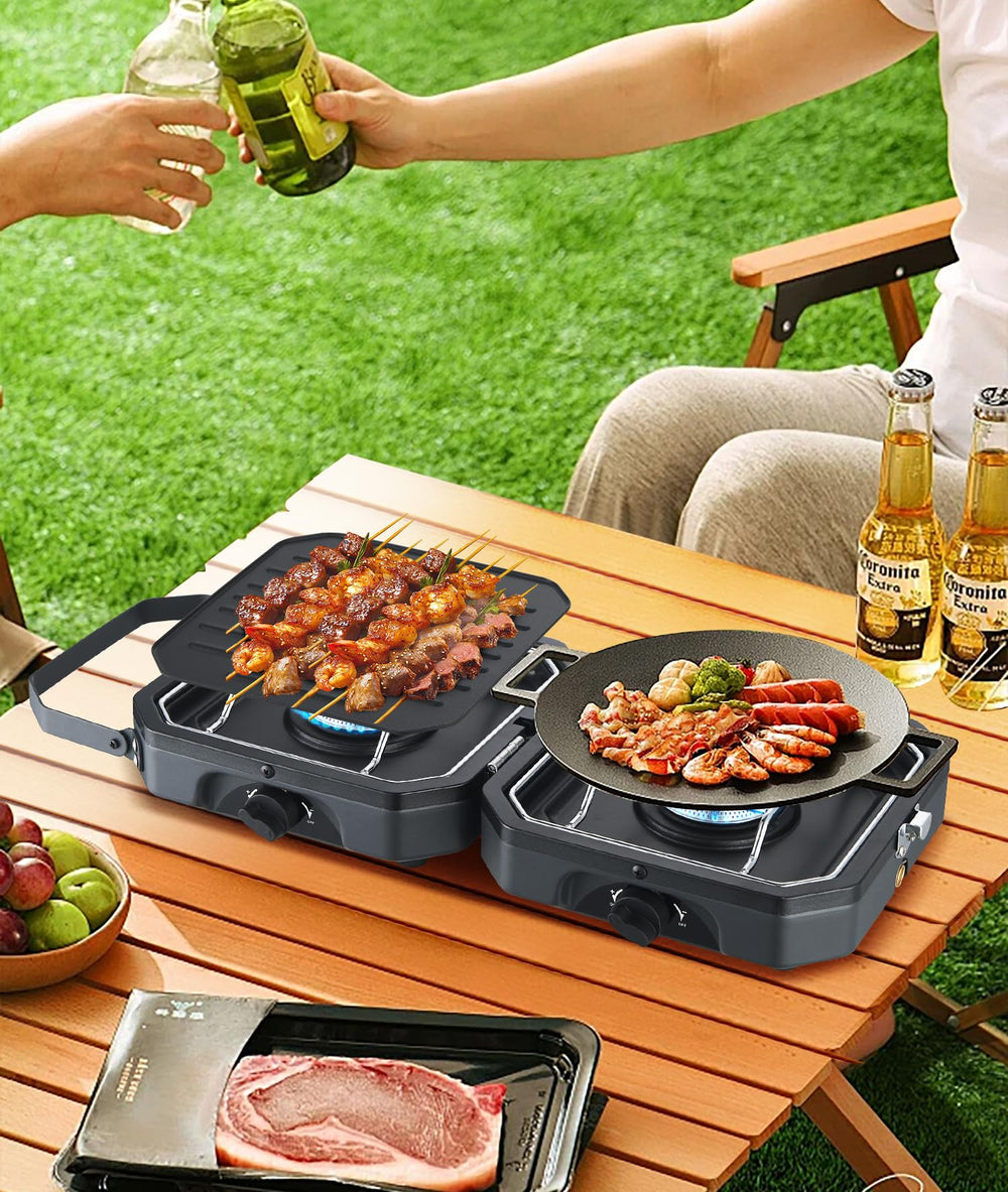 Nice C stove delivers 16000 BTU of cooking power for versatile outdoor meals.