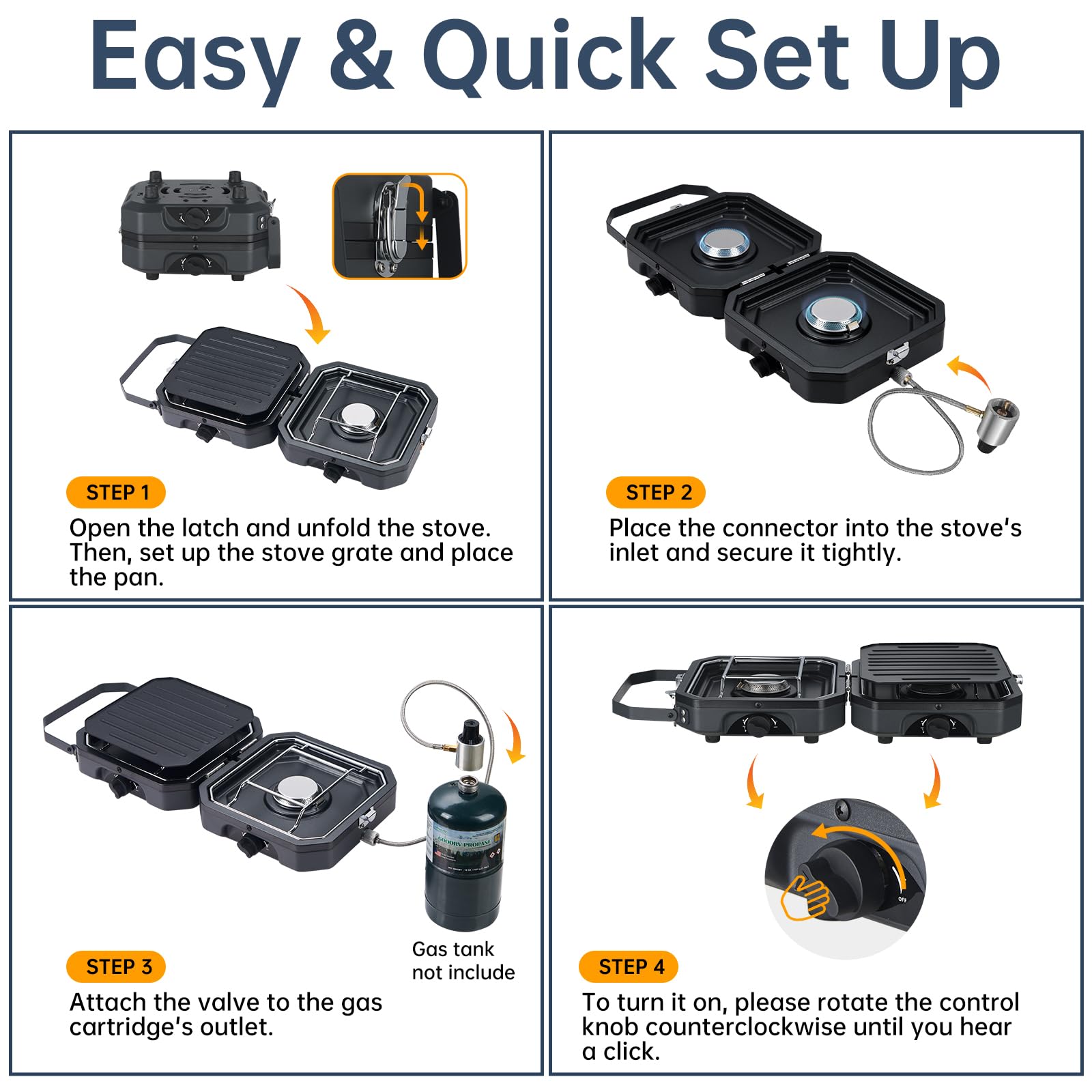 Nice C stove with non-stick burners for easy cleaning after meals.