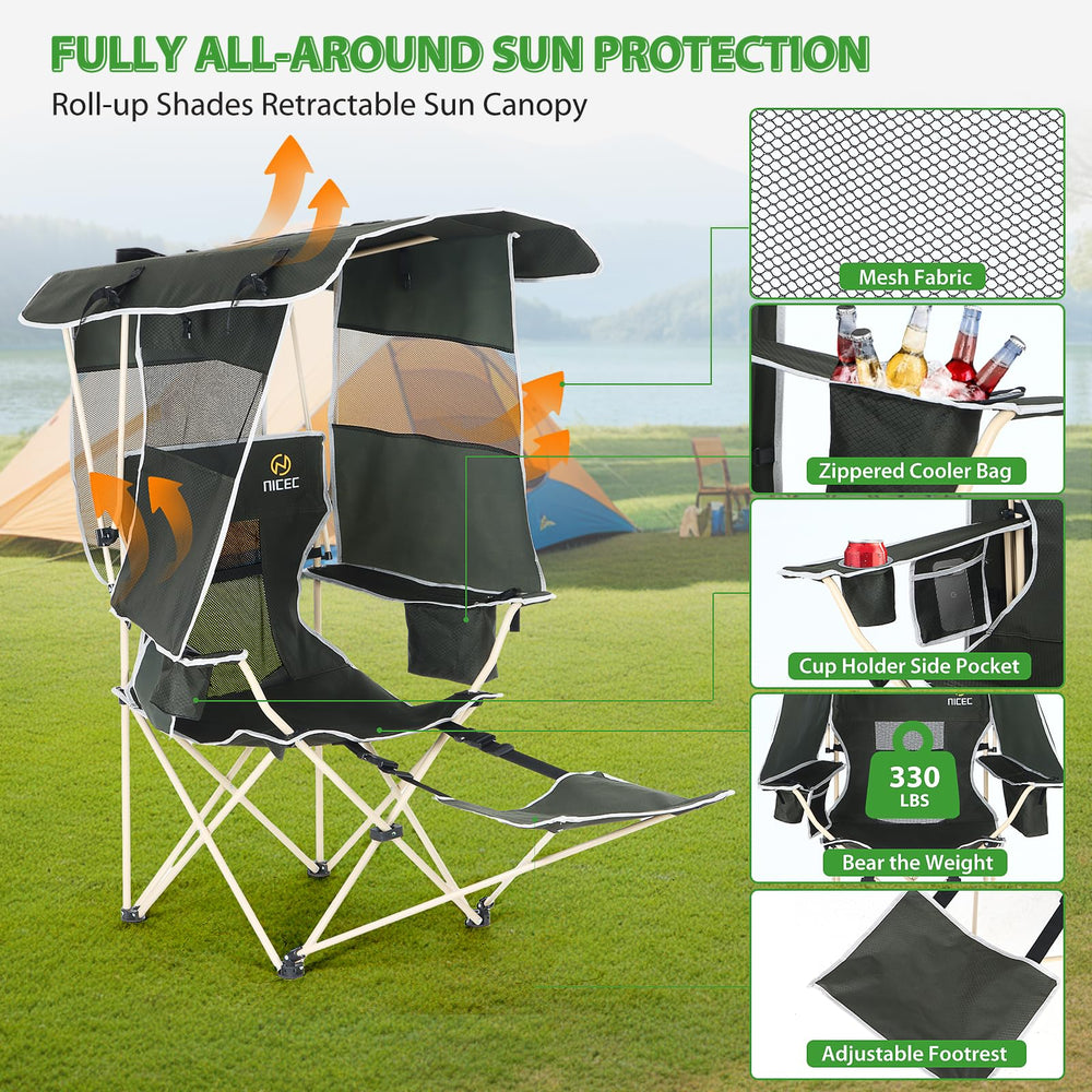 Nice C Chair with Canopy compact storage when folded to reduce clutter.