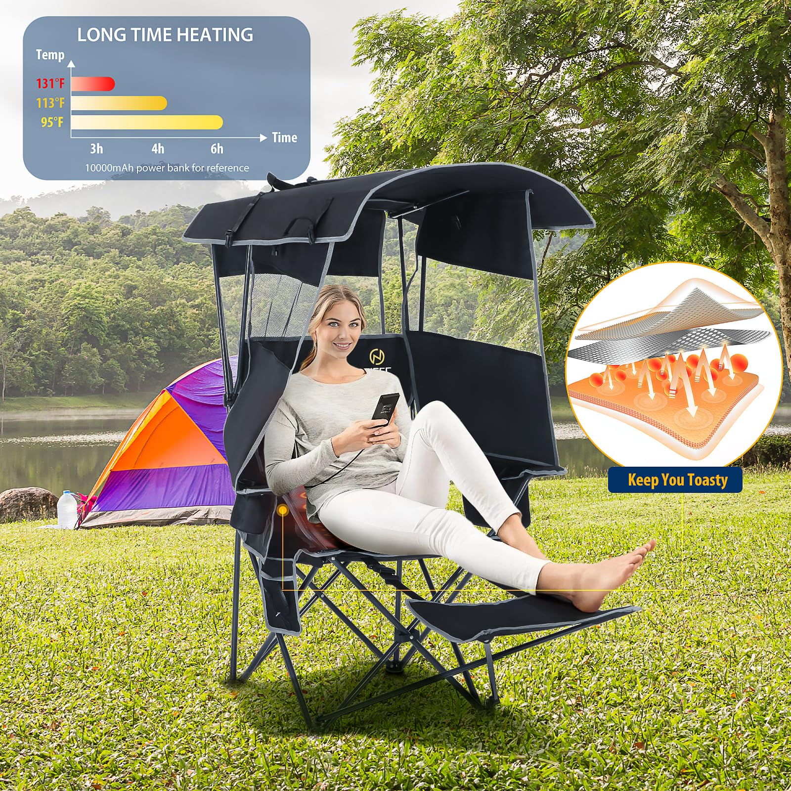 Nice C Chair cooler bag with cup holder keeps drinks handy.