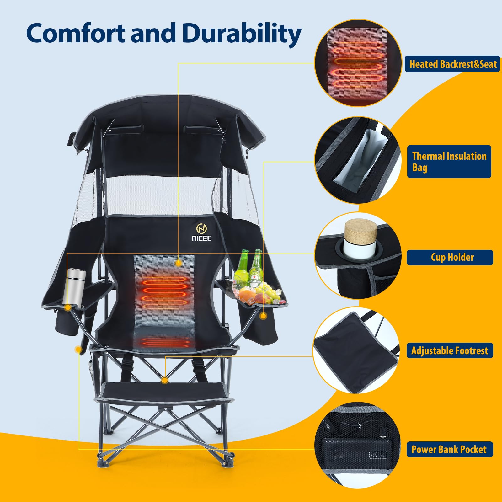 Nice C Chair folded compact dimensions enable easy transport and storage.