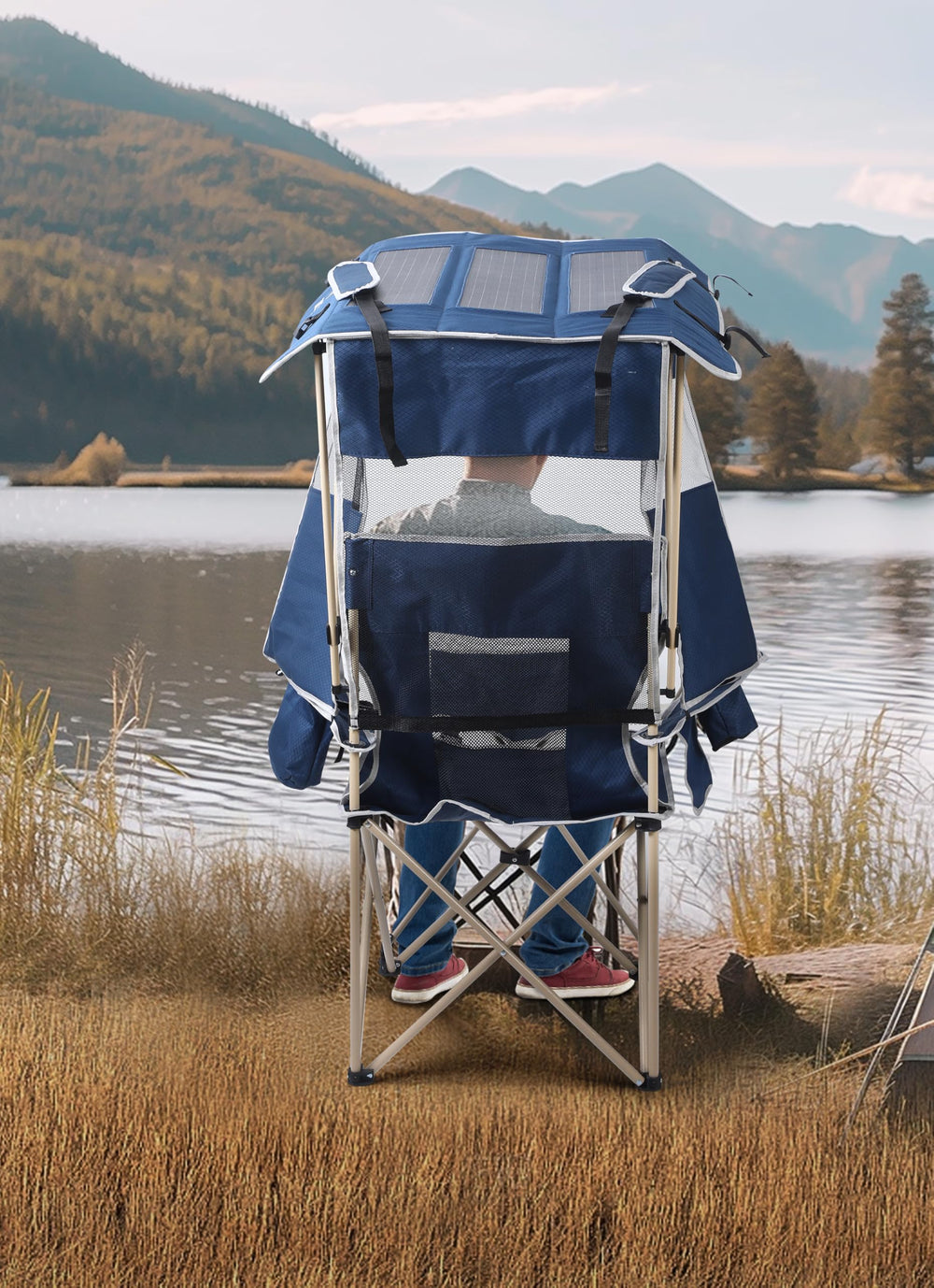 Nice C Chair folded to a compact size for easy storage
