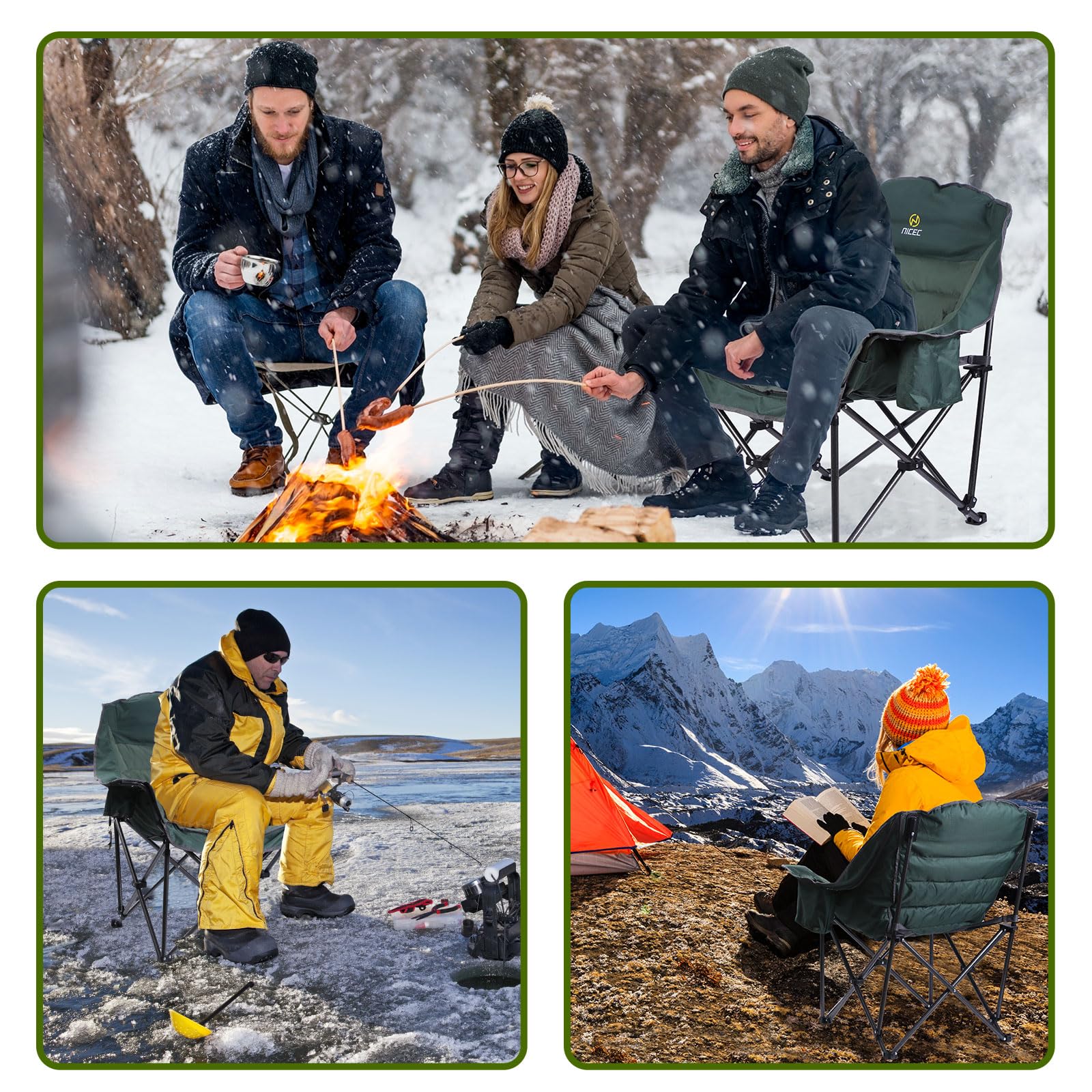 Nice C folding chair design enables easy transport to campsites