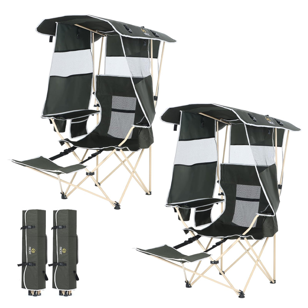Nice C Chair with Canopy demonstrates canopy setup for instant shade on sunny beach days.