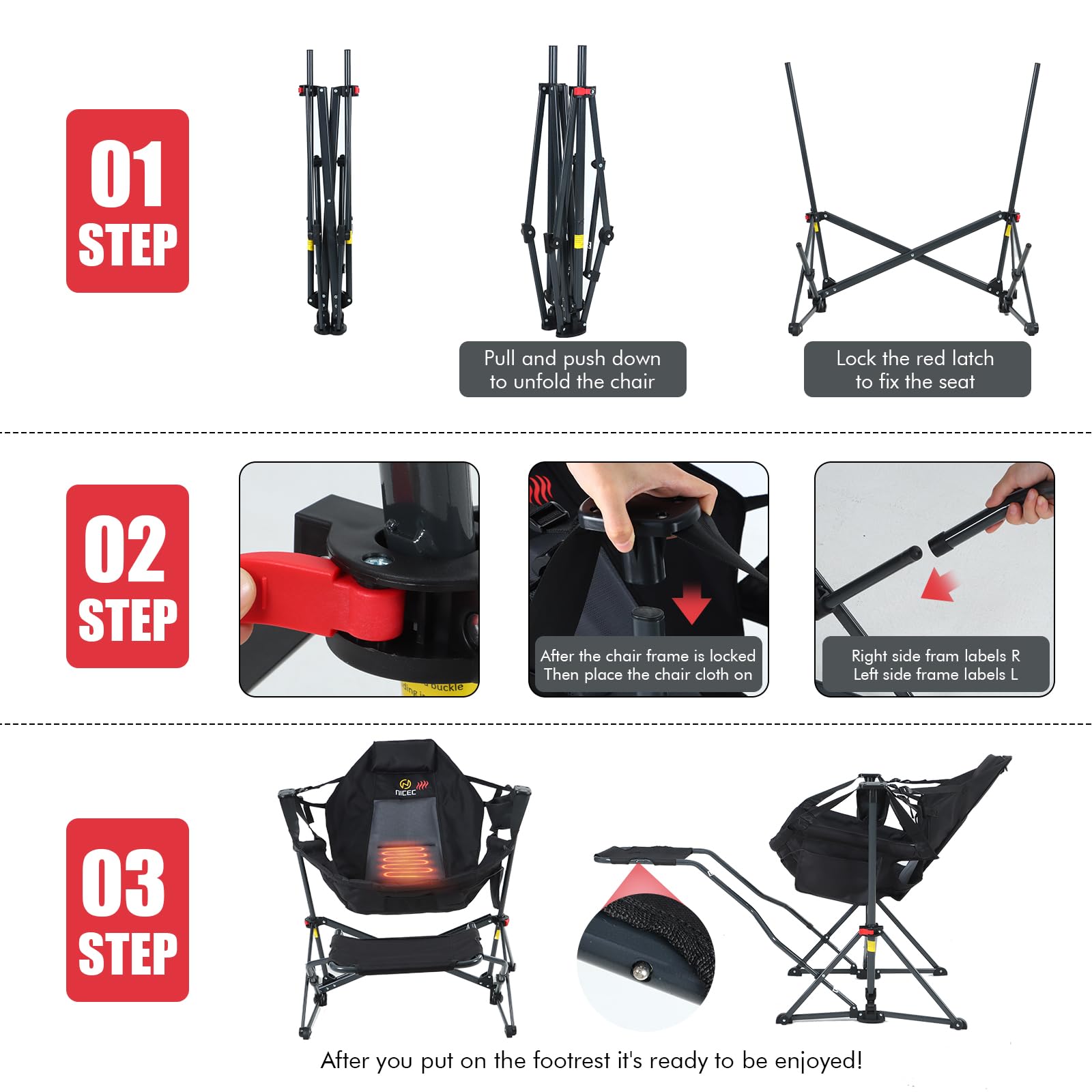 Nice C hammock chair with built-in cup holder for beverages