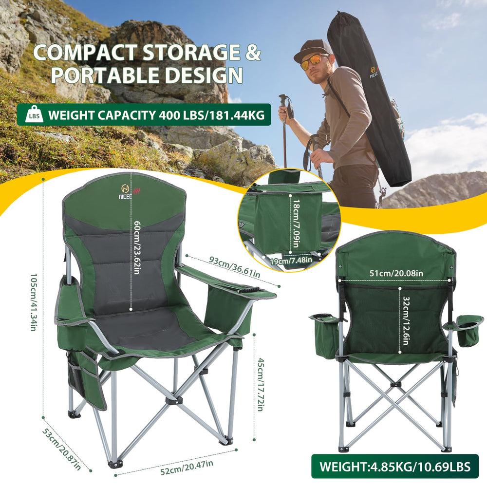 Nice C chair with built-in cooler bag for refreshing beverages outside.