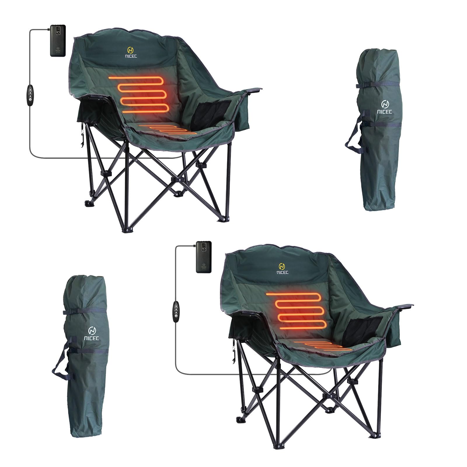 Nice C heated camping chair with spacious seating for relaxed lounging at the campsite