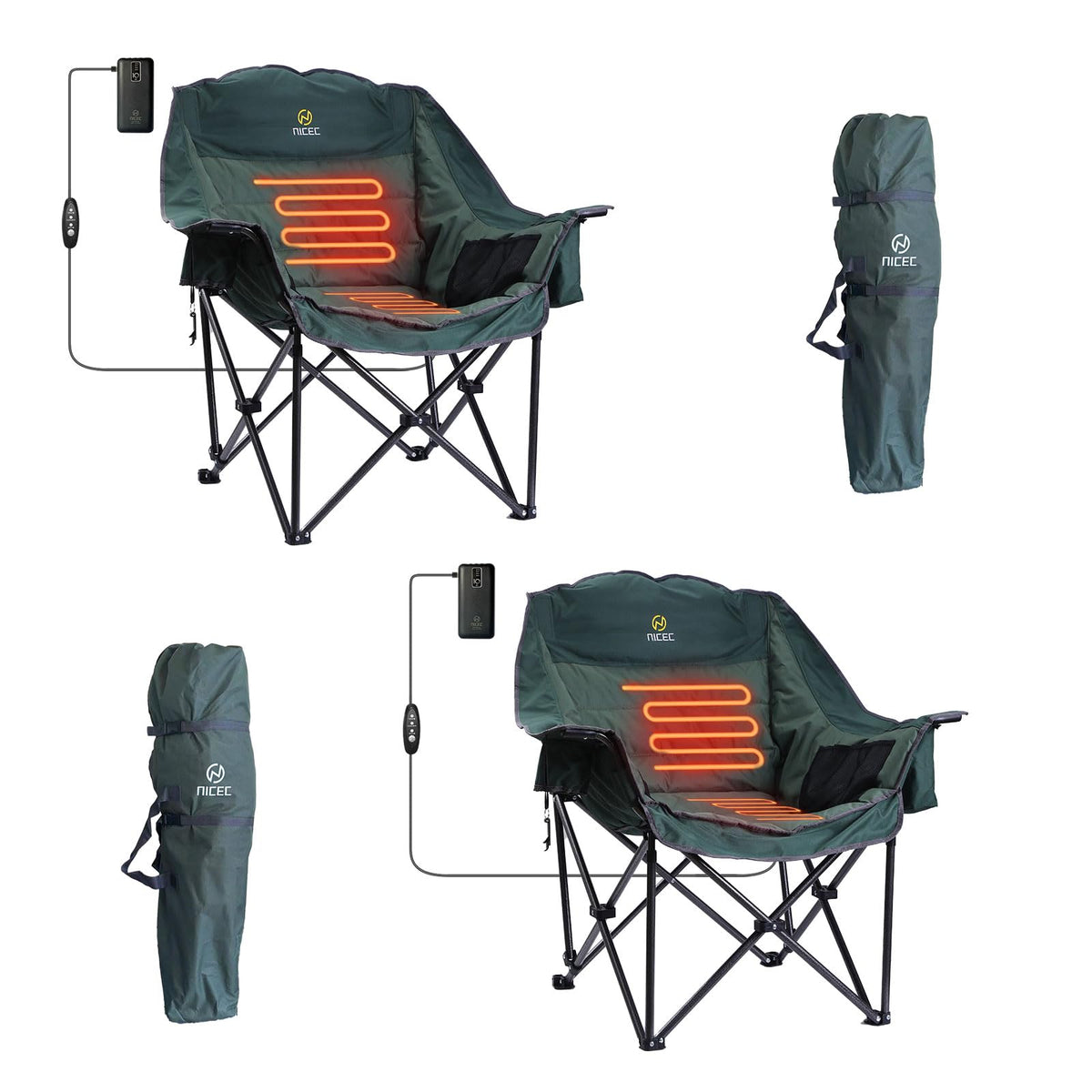 Nice C heated camping chair with spacious seating for relaxed lounging at the campsite