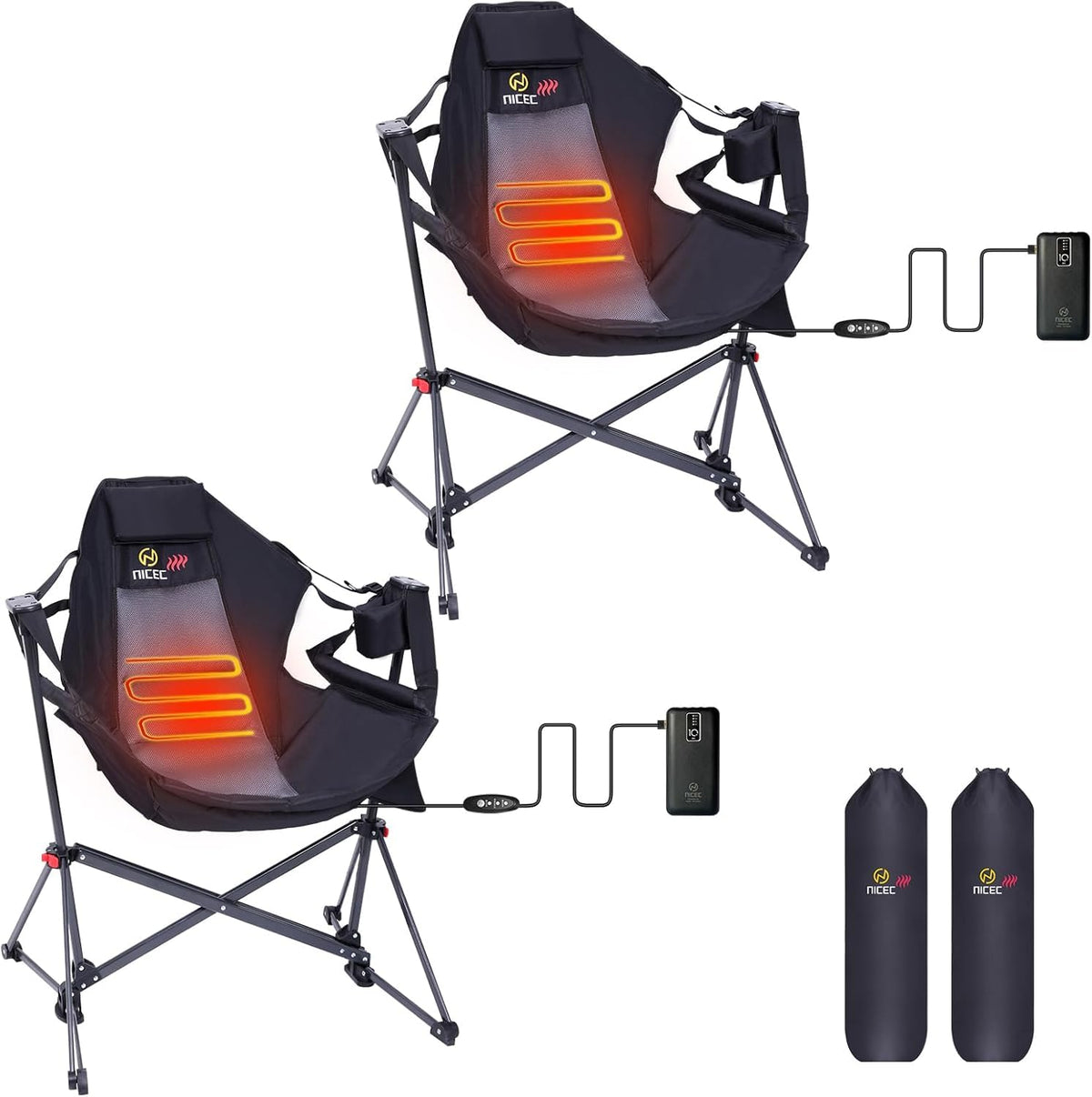 Nice C heated hammock chair folded compact for easy transport.