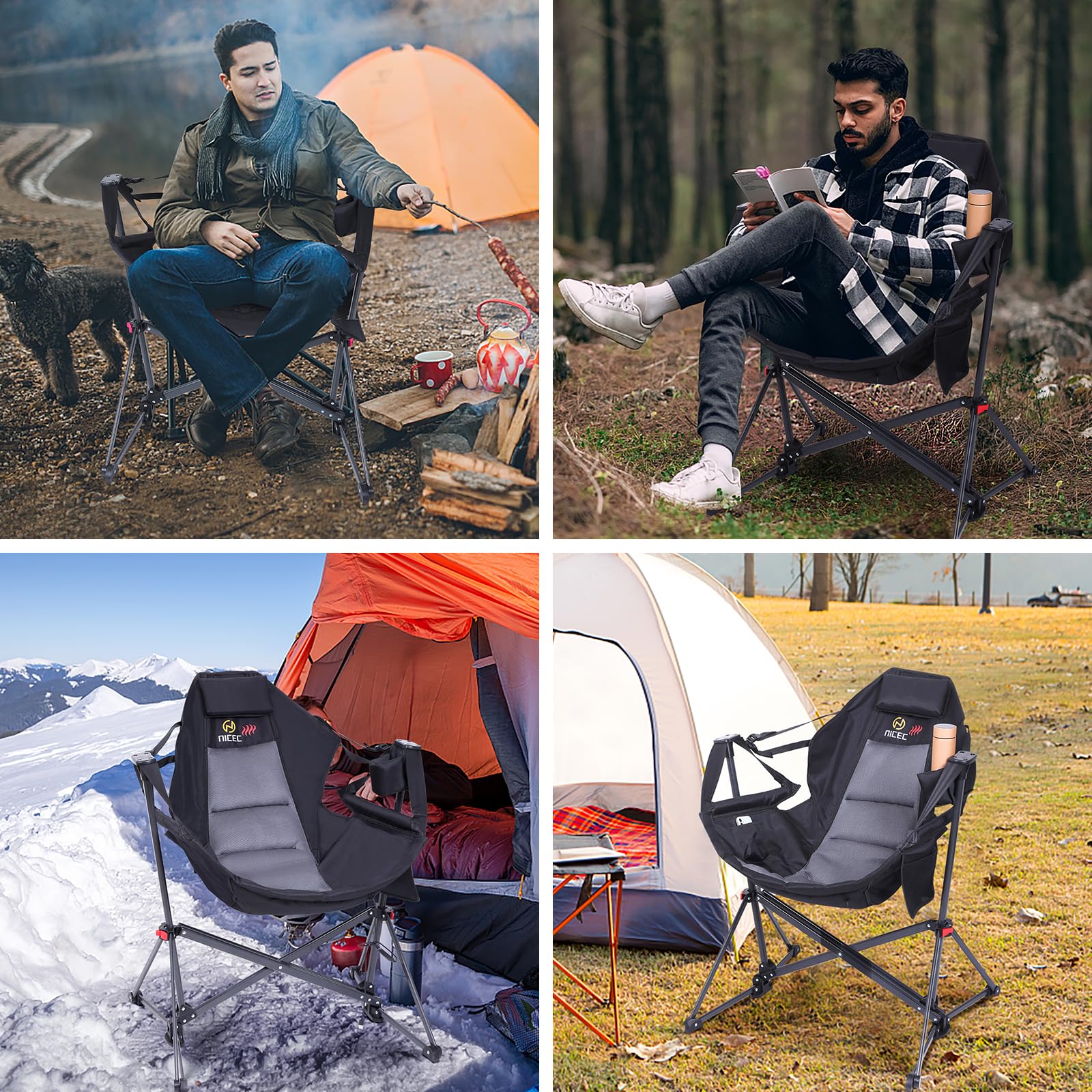 Nice C heated hammock chair high back with breathable fabric for relaxation.