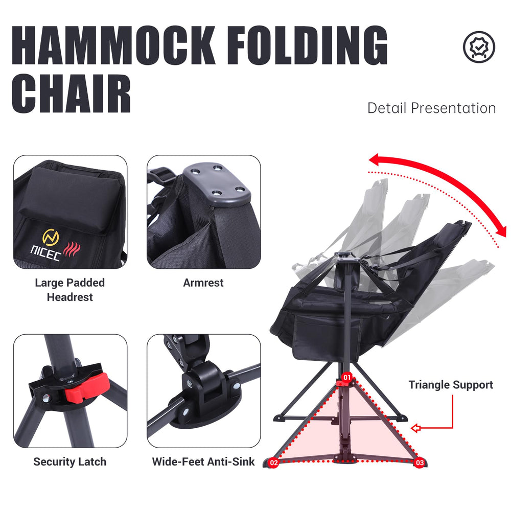 Nice C heated hammock chair includes 10000mAh power bank for devices.