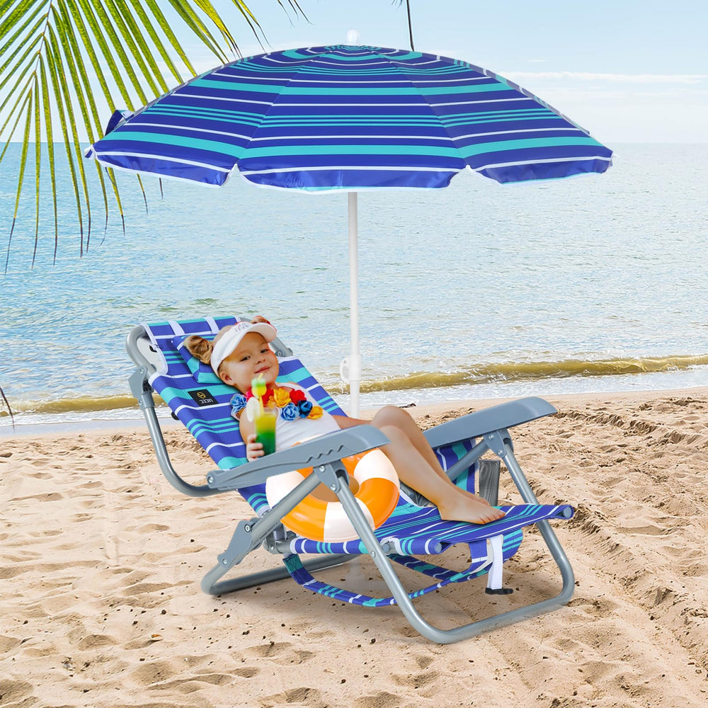 Nice C kids chair in use on sandy beach.