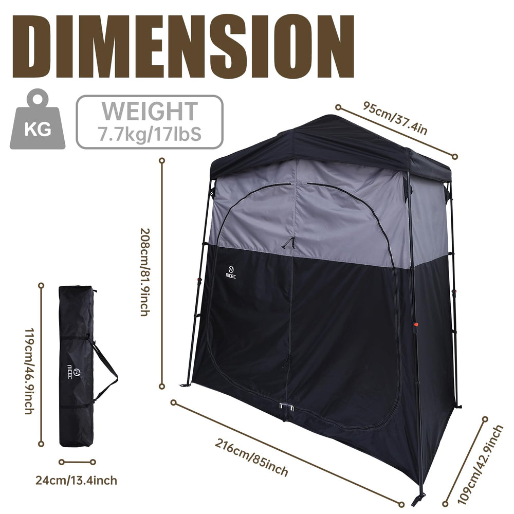 Nice C oversize two-room tent offers separate changing and shower zones