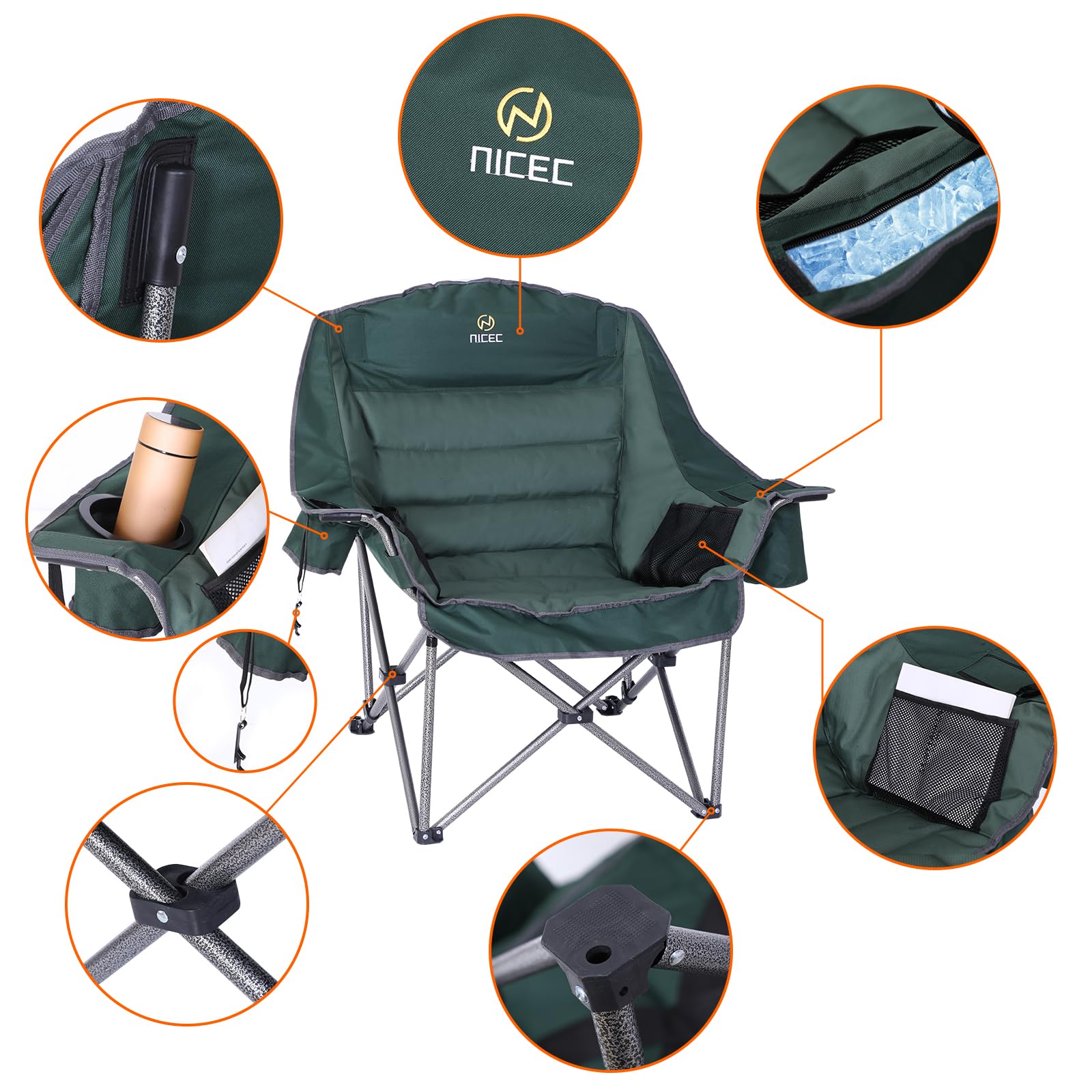 Nice C cupholder and cooler feature for drinks at the campsite.