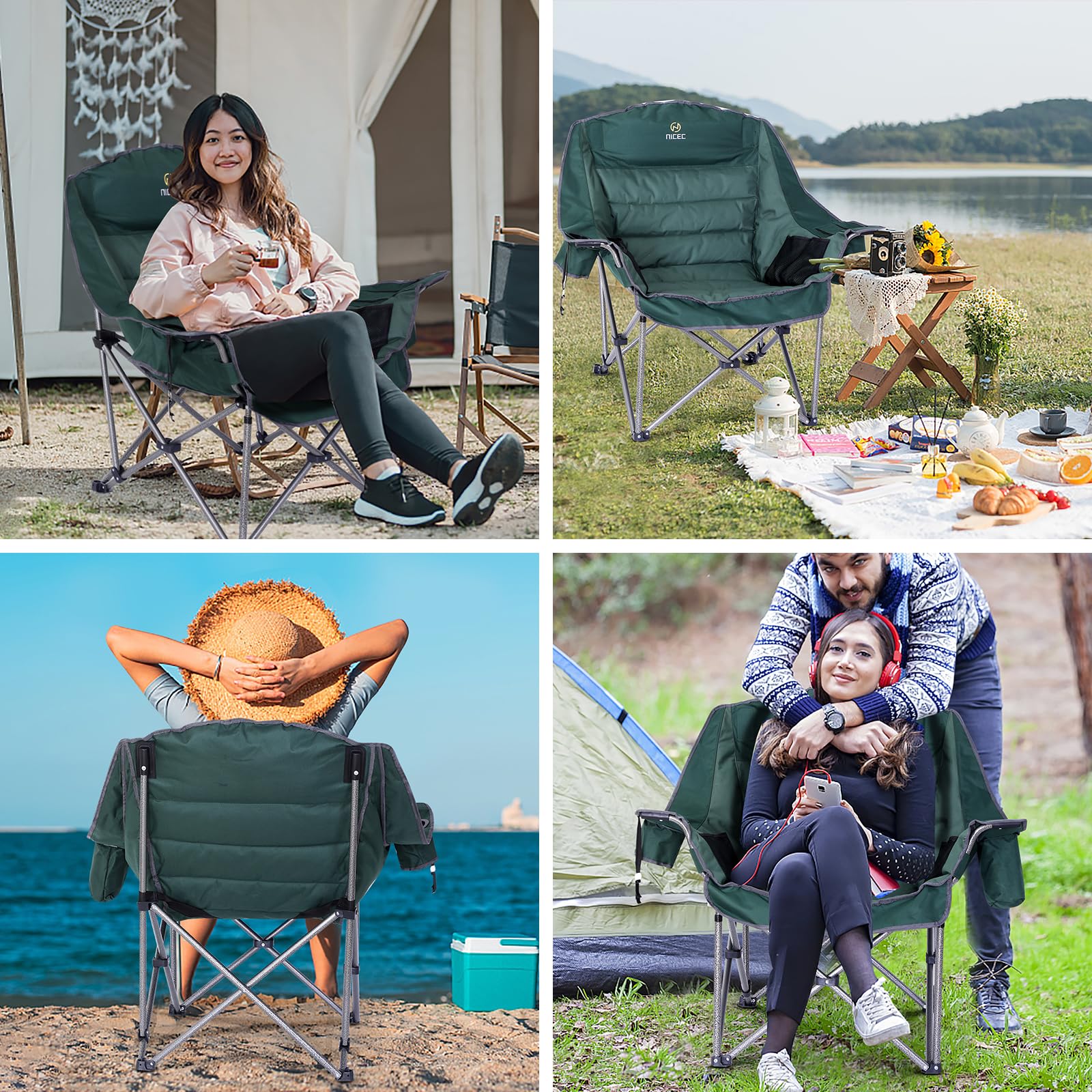 Nice C chair in outdoor setting shows versatile use for camping and picnics.