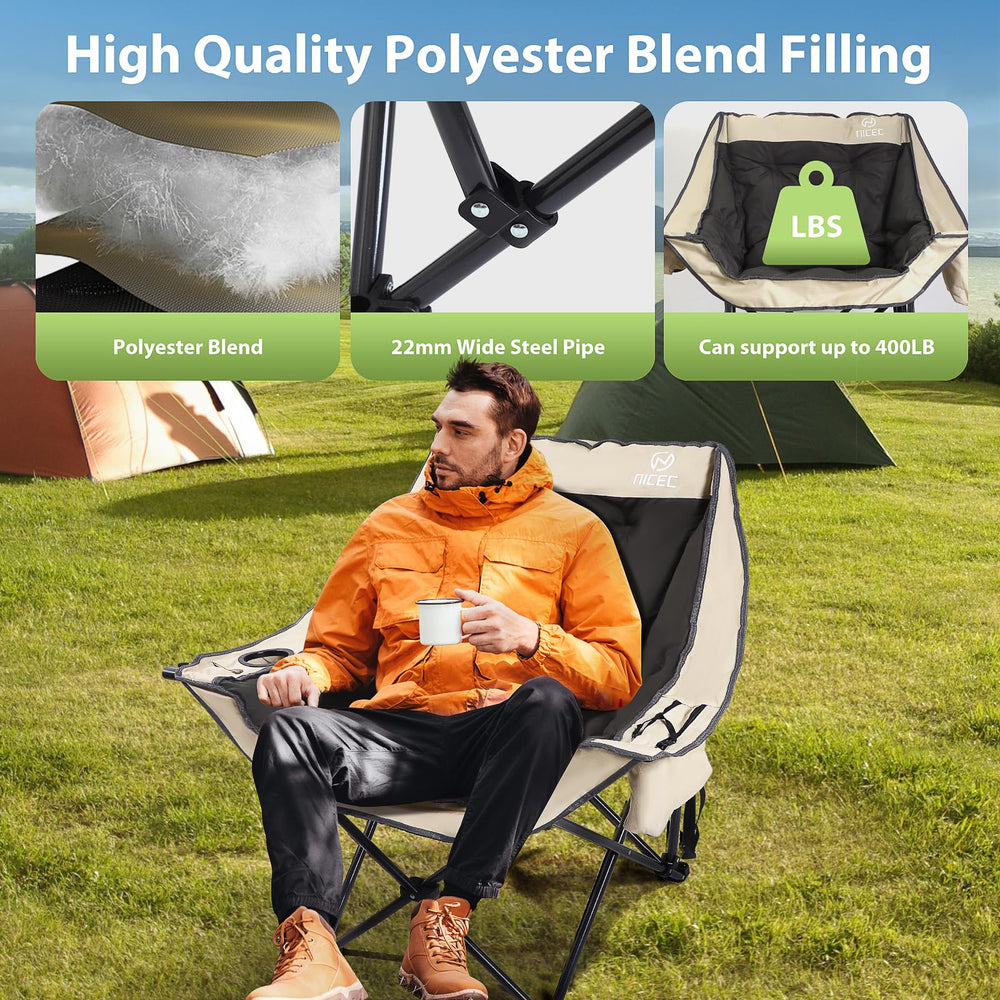 Nice C padded camping chair cup holder keeps beverages within reach during outdoor moments.