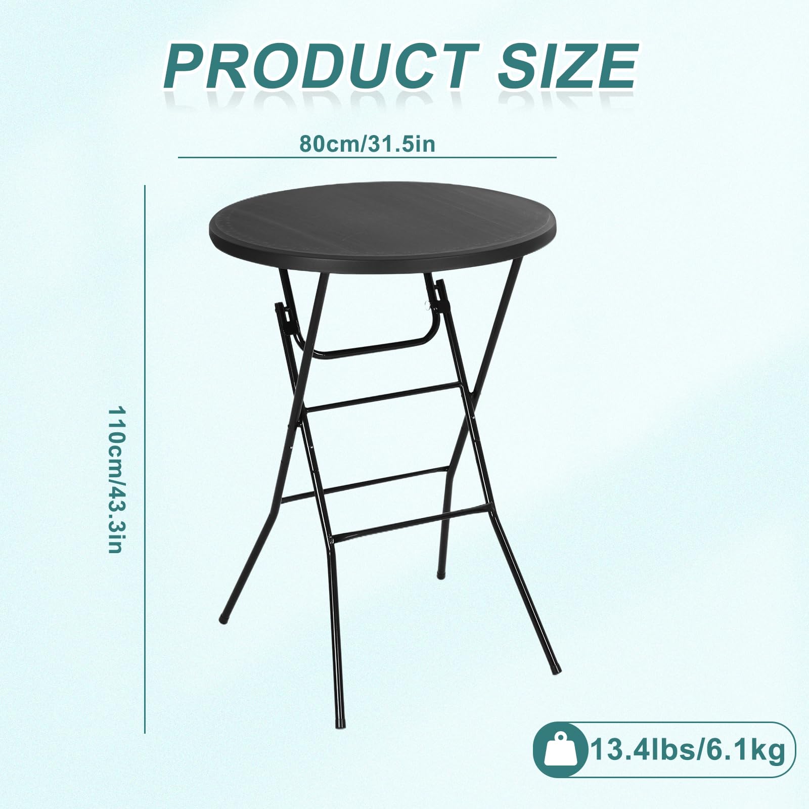 Nice C plastic high-top round table with detachable legs for versatile transport