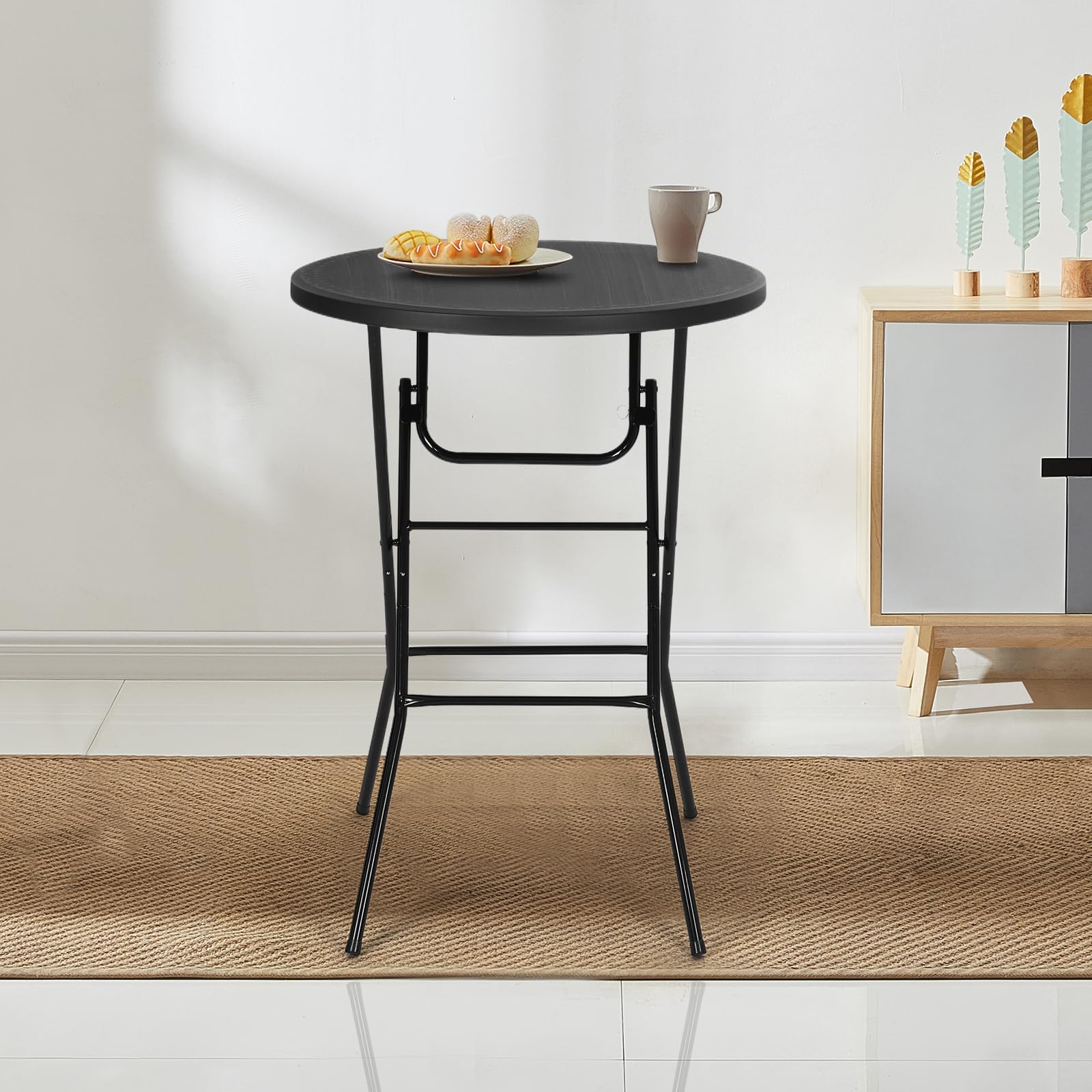 Nice C 31.5-inch round table surface area supports multiple guests