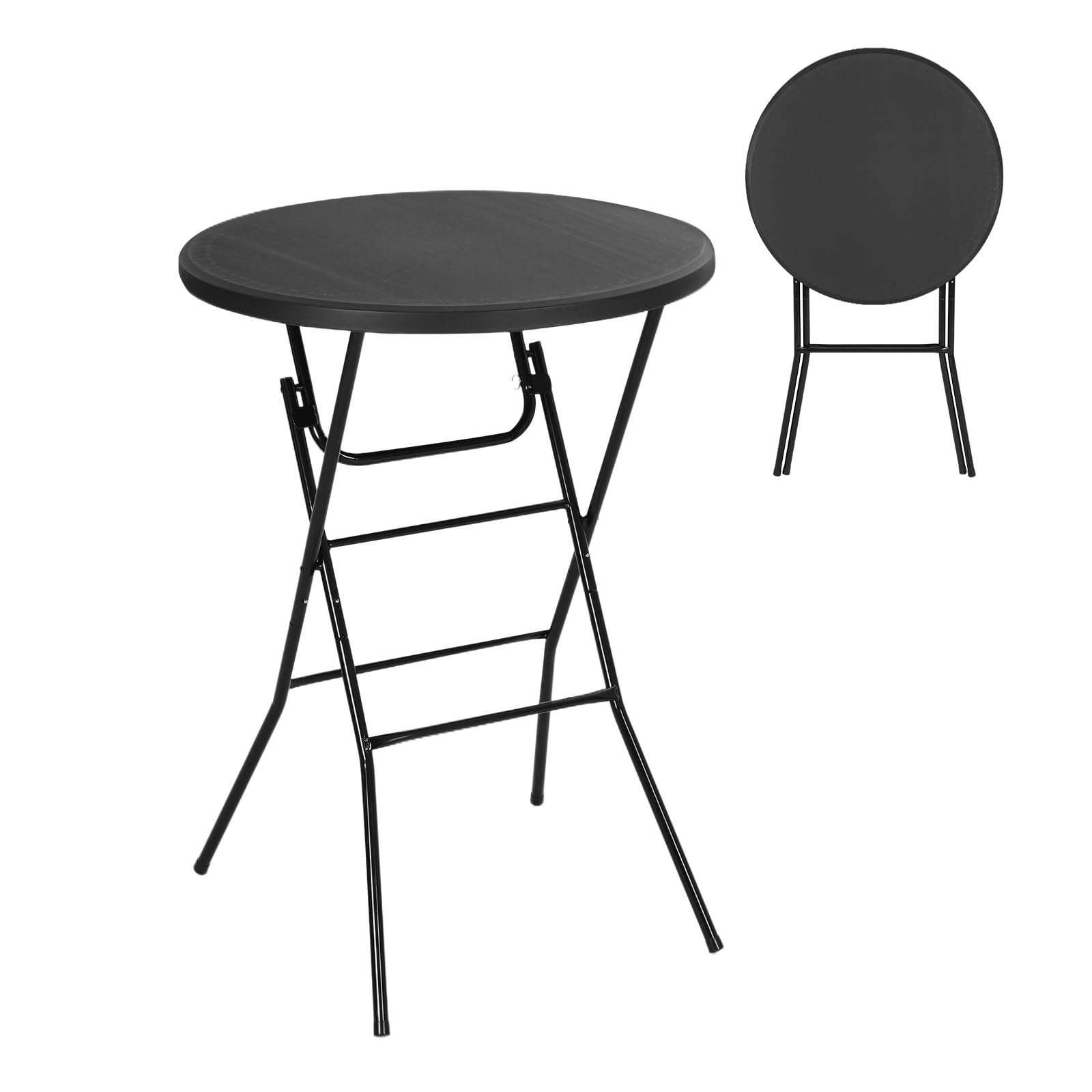 Nice C plastic high-top round table top view shows a durable, easy-clean surface
