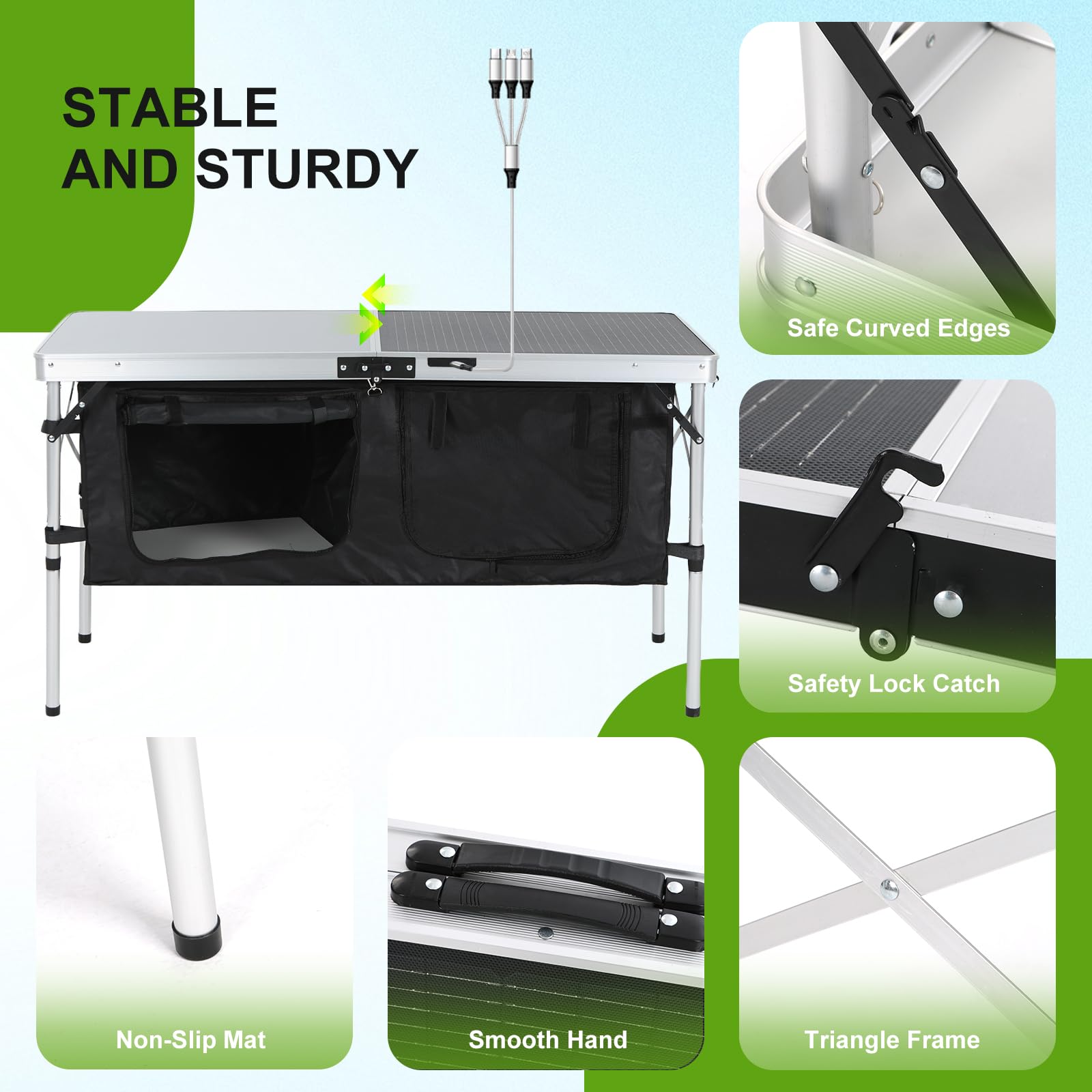 Nice C portable camping table simplifies setup at campsites and picnics.