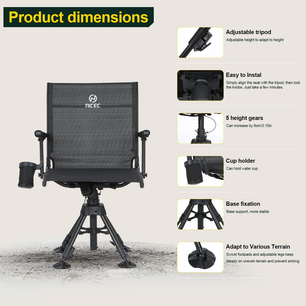 Nice C chair folded compactly for easy portability and transport