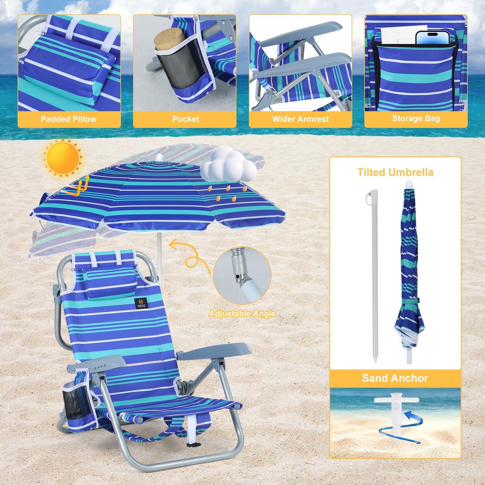 Nice C kids chair folds compactly to the size of 19.7 by 22.8 inches.