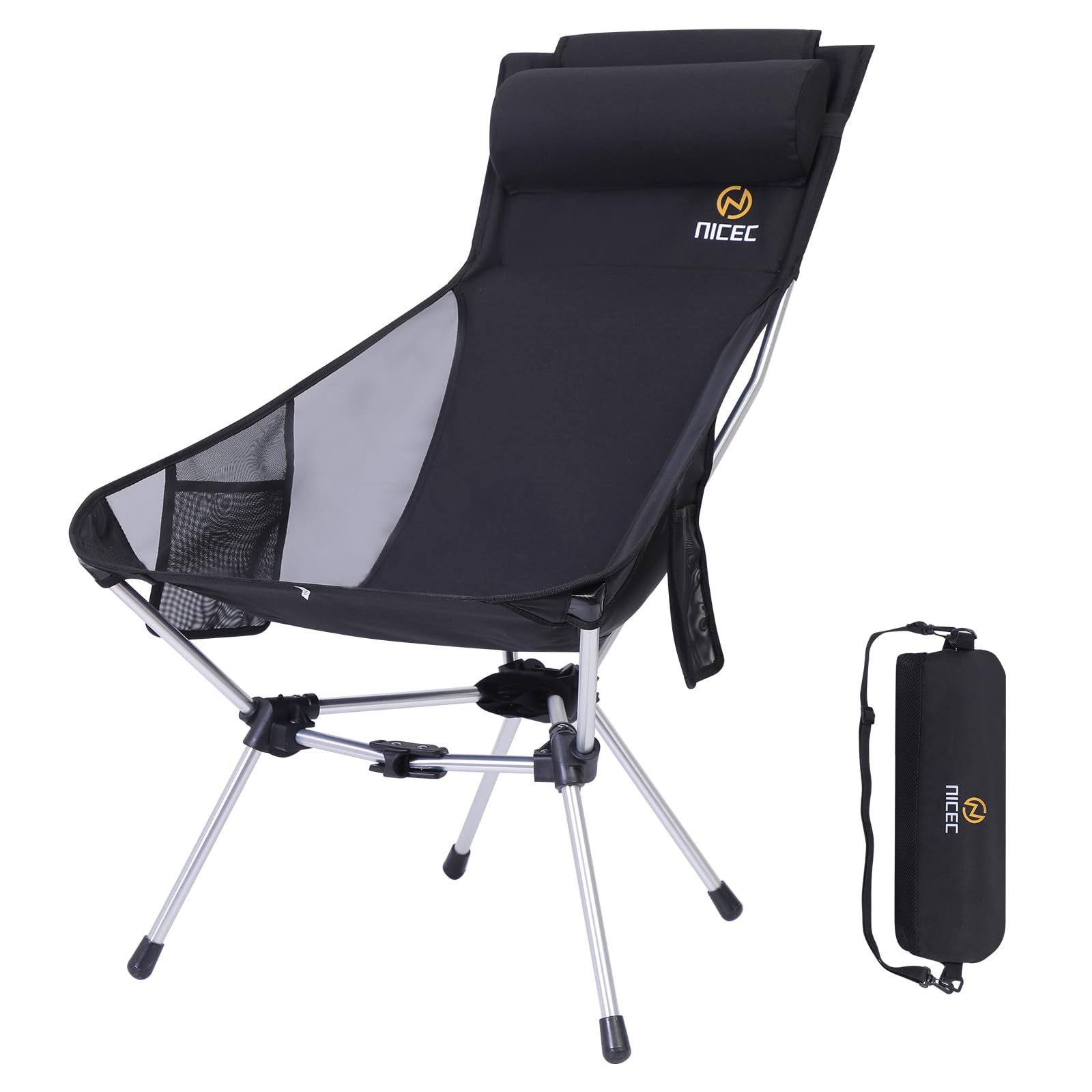 Nice C Ultralight high-back folding chair assembly view for quick campsite seating.