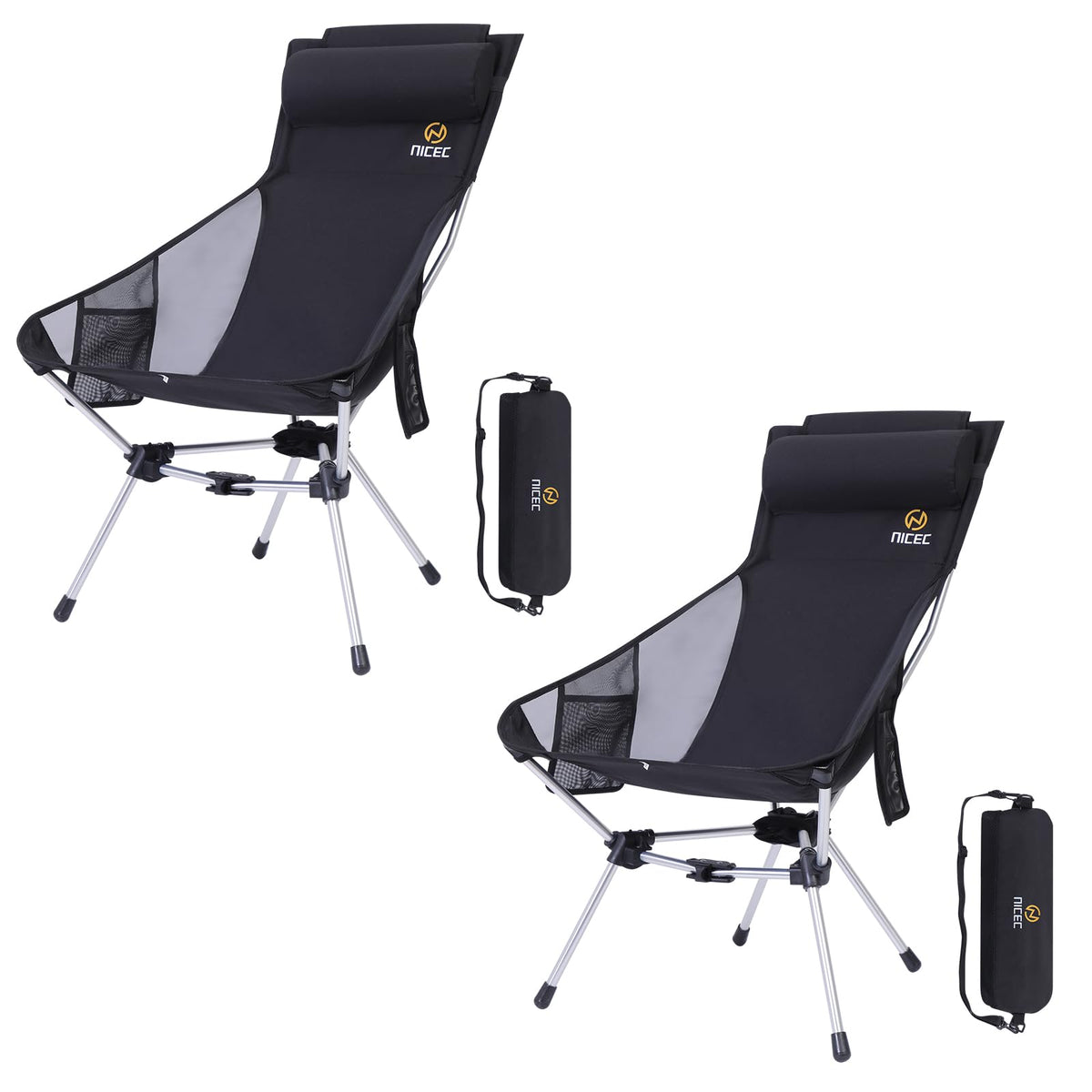 Nice C ultralight high-back folding chair setup enables quick outdoor seating.