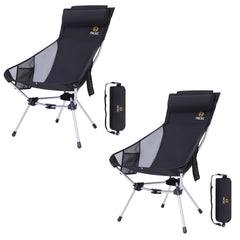 Nice C ultralight high-back folding chair setup enables quick outdoor seating.